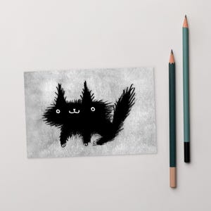 CARTÃO POSTAL COM IMPRESSÃO DE ARTE 4x6 Gato preto fofo Gatos kawaii Amantes de gatos Presentes para inauguração de casa peculiar Gótico Caprichoso Presente de aniversário Amigo por correspondência Presentes de primavera