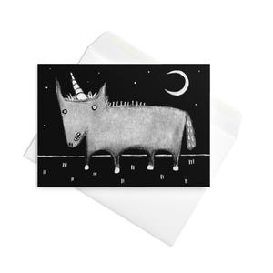 GRUSSKARTE Einhorn Einhorn Volkskunst Wunderliche Illustration Seltsame Sachen Einweihungsparty Einweihungsparty Einweihungsparty Einweihungsparty Einweihungsparty