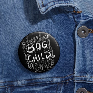 PINBACK BUTTON Bog Child Buttons Goblincore Gothic Folk Art Pin Dark Academia Witchy Birthday Gift Weirdcore Goth Punk Weird Cottagecore image 3