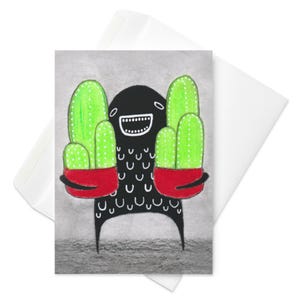 CARTE DE VOEUX Cactus monstre Art folklorique Invitation amateur de plantes Cadeaux de pendaison de crémaillère originaux Plantes fantaisistes Décoration d'intérieur Cadeaux d'anniversaire drôles