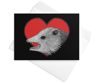 GRUSSKARTE 'Possum Love Dark Academia Lustig Geburtstag Housewarming Opossum Goth Geburtstag Karten Einladungen Gothic Frühling Geschenke