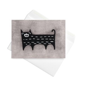 CARTE DE VOEUX Chat noir Happy Kitty Kawaii excentriques lunatiques Invitations Bizarre mignon Goth pendaison de crémaillère gothique drôle carte d'anniversaire cadeaux de printemps