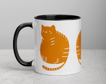 11oz COFFEE MUG Ginger Tabby Cat Orange Cat Folk Art Birthday Gifts Whimsical Cute Cat Person Kawaii Kitty Tiger Cat Lady Gift Spring Gifts
