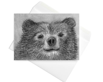 BIGLIETTO D'AUGURI Orso nero Arte popolare Cottage eccentrico Regalo di inaugurazione della casa Cottagecore Foresta stravagante Orsacchiotto Grizzly Natura Regalo di compleanno