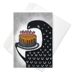 CARTE DE VUX Gâteau d'anniversaire Monster Party Invitations Cartes d'anniversaire Insolite lunatique Art folklorique Célébration Goth étrange Cadeau de pendaison de crémaillère