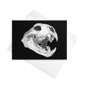 CARTÃO DE SAUDAÇÕES Anatomia do crânio de gato Goblincore Dark Academia Arte popular Cartão estético Ossos Desenho Esqueleto Gótico Punk Horror Estranho Bruxa Gatos