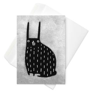 CARTE DE VOEUX Lapin noir Kawaii Bunny Gothique décalé Illustration fantaisiste pendaison de crémaillère gothique cadeau d'anniversaire mignon printemps trouvailles de printemps