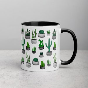 11oz COFFEE MUG Black Cactus Folk Art Housewarming Birthday Gifts Desert Plants Illustration Creepy Weird Stuff Tea Ceramic Gifts for Him