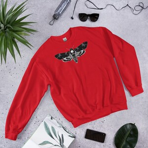 CLASSIC SWEATSHIRT Moth Sweater Folk Art Dark Academia Gothic Aesthetic Birthday Gifts Forest Death's-Head Hawkmoth Goth Horror Insect Red