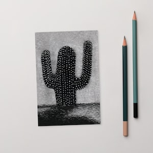 CARTE POSTALE IMPRESSION D'ART 4 x 6 Cactus noir, art gothique du désert, cadeau botanique, western sombre, étrange, gothique, plante, pendaison de crémaillère, cartes gothiques uniques
