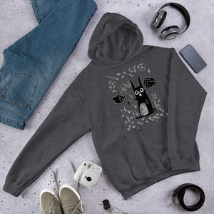 CLASSIC HOODIE Garden Rabbit Sweater Weird Folk Art Sweatshirt Birthday Housewarming Gifts Creepy Cute Funny Jumper Flower Plants Goth Punk