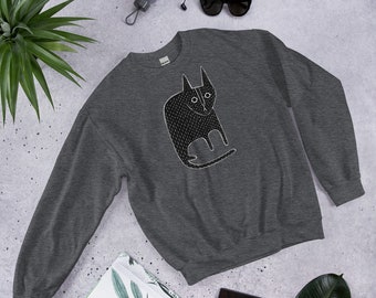 SUDADERA CLÁSICA Suéter de gato negro Gatos kawaii Arte popular Gótico Amante de los gatos Regalos de cumpleaños Regalo divertido Suéter de gato lindo Gatito gótico Regalos de primavera