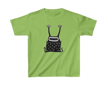 KIDS HEAVY COTTON Tee Youth Short Sleeve T-Shirt Monster Art Space Alien Birthday Gift Cool Shirts Childrens Gifts Quirky Creepy Weird Stuff