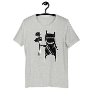 STRAIGHT CUT T-SHIRT Flower Monster Shirt Folk Art Plant Birthday Housewarming Gifts Goth Creepy Cute Funny Garden Houseplants Daisy Bouquet Athletic Heather