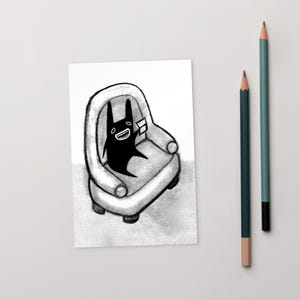CARTÃO POSTAL DE IMPRESSÃO DE ARTE 4x6 Coelho de leitura Livro Monstro Cartões postais engraçados Gótico Caprichoso Fofo Rato de biblioteca Gótico Peculiar Presente de inauguração de casa Presentes de primavera