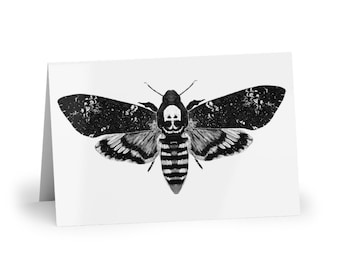 GREETING CARD Moth Goblincore Dark Academia Birthday Gifts Weird Spooky Insect Specimen Forest Death Head Hawkmoth Creepy Gothic Skull Art