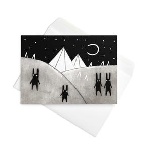 Grußkarte Kaninchen Monster Kawaii Kaninchen Einladungen Volkskunst Lustig Geburtstag Geschenke Einweihungsparty Wunderlich Niedliche Gothik Schrullig Schwarze Kaninchen