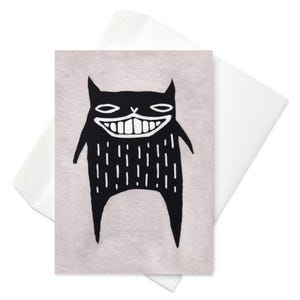 CARTE DE VOEUX Chat noir Happy Kitty Kawaii excentriques lunatiques Invitations Bizarre mignon Goth pendaison de crémaillère gothique drôle carte d'anniversaire cadeaux de printemps