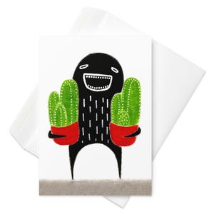 CARTE DE VOEUX Cactus monstre Art folklorique Invitation amateur de plantes Cadeaux de pendaison de crémaillère originaux Plantes fantaisistes Décoration d'intérieur Cadeaux d'anniversaire drôles