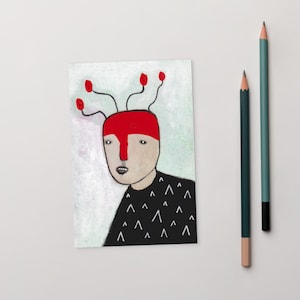 4 x 6 ART PRINT CARTE POSTALE Monstre art folklorique portrait cartes postales mignon cadeau de pendaison de crémaillère gothique lunatique cadeaux d'anniversaire Art mural gothique bizarre