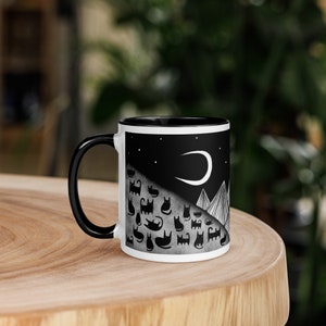 11oz COFFEE MUG Black Cat Folk Art Housewarming Birthday Gifts Illustration Funny Cute Weird Stuff Quirky Tea Ceramic Witchy Gothic Kitty image 6