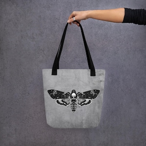 TOTE BAG Moth Dark Academia Gothic Reusable Bag Hawkmoth Insect Specimen Art Creepy Weird Death Head Moth Goth Birthday Gifts Insects