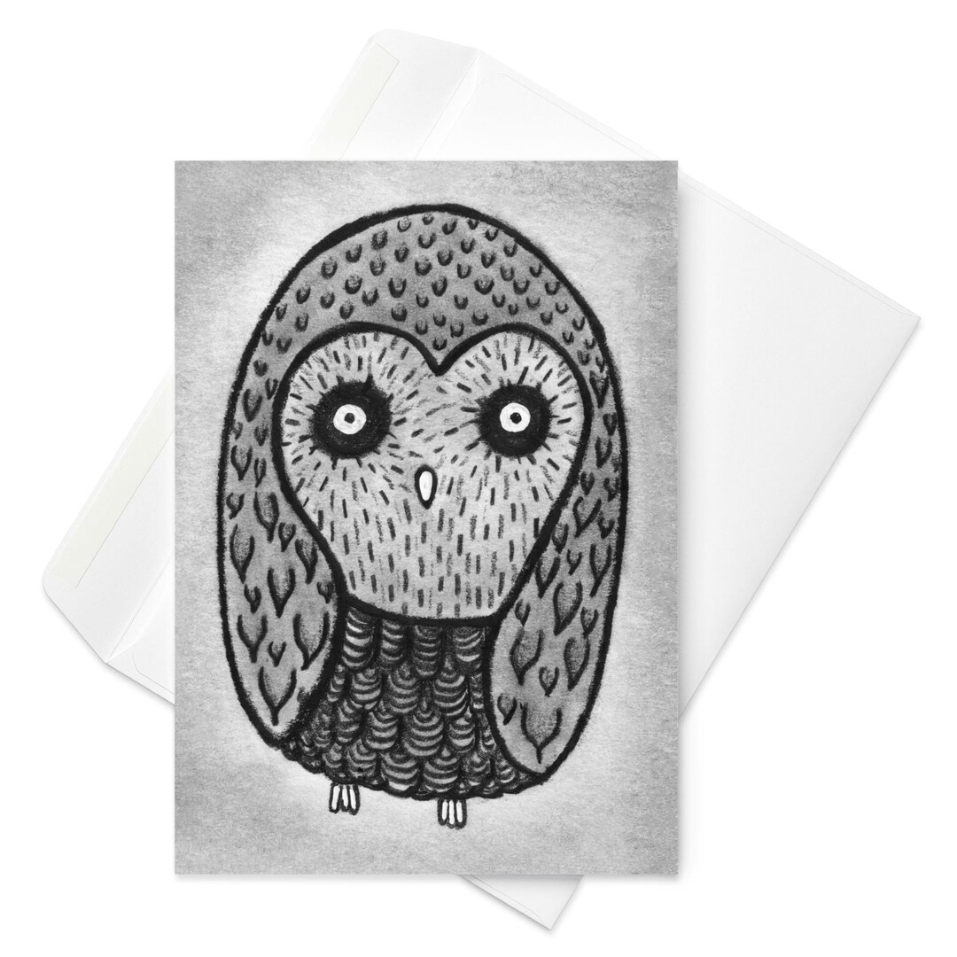 GREETING CARD Owl Bird Birthday Cards Folk Art Woodland Animal ...