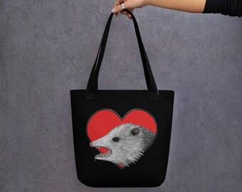 TOTE BAG 'Possum Love Screaming Opossum Dark Academia Folk Art Goth Punk Birthday Housewarming Gifts Weird Funny Quirky Weirdcore