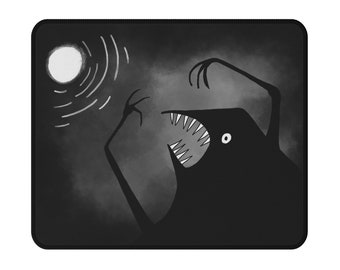 PREMIUM MOUSE PAD Non-Slip Monster Moon Gifts Quirky Whimsical Crescent Gothic Office Birthday Housewarming Horror Goth Punk Spring Gifts
