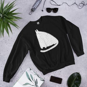 KLASSIEK SWEATSHIRT pluizige witte kat trui volkskunst trui verjaardag eigenzinnige grillige geschenken dieren leuke grappige kat persoon cadeau dikke kat