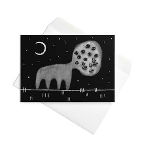 TARJETA DE FELICITACIÓN Monstruo lunar Paisaje surrealista Arte popular Extravagante Horror Gótico Regalos de cumpleaños Extraño Extraterrestre Inauguración de la casa Gótico Punk Witchcore