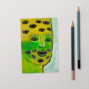 4x6 IMPRESSÃO DE ARTE CARTÃO POSTAL Olho Monstro Retrato Cartões Postais Horror Assustador Olho Gótico Estranho Penpal Weirdcore Assustador Gótico Surreal Arte de Parede