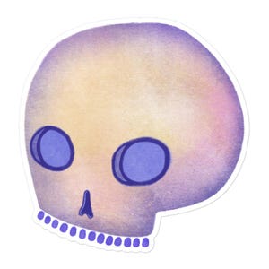 VINYL STICKER Pastel Skull Goblincore Folk Art Weird Birthday Gifts Spooky Gothic Creepy Cute Kawaii Ghost Goth Punk Emo Witchy Phone Decals