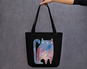 TOTE BAG Cat Birthday Housewarming Gifts Whimsical Cute Quirky Weird Accessories Cool Gifts for Cat People Grocery Bag Funny Modern Abstract