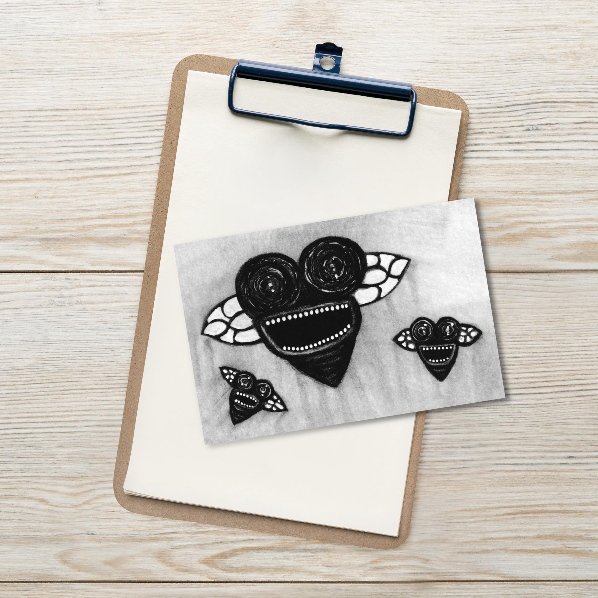 4x6 ART PRINT POSTCARD Monster Postcards Whimsical Funny Gothic