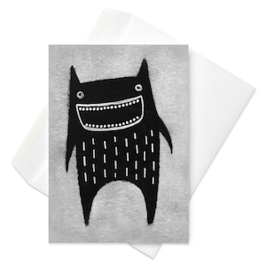 CARTE DE VUX chat monstre drôle carte d'anniversaire faire-parts fantaisiste mignon gothique étrange mignon correspondant cadeau de pendaison de crémaillère Goth cadeaux de printemps originaux