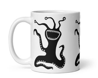 340 g KAFFEMUGG Monster Folkkonst Inflyttningsfest Goth Födelsedagspresenter Sci Fi Alien Rolig Kuslig Söt Konstiga Saker Knäppa Te Gothic Punk Emo
