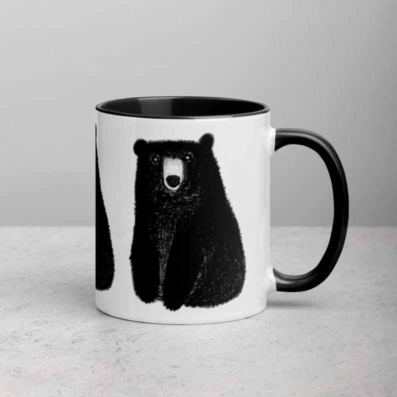 11oz COFFEE MUG Black Bear Folk Art Quirky Tea Lover Housewarming Cottagecore Whimsical Forest Teddy Grizzly Bear Birthday Gift Christmas