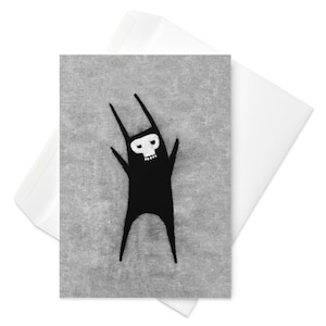CARTE DE VUX Tête de mort lapin Goth Dark Academia carte d'anniversaire Bizarre drôle original lunatique Art gothique punk Emo sorcière Bizarre effrayant lapin noir