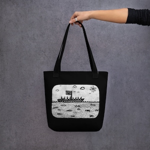 TASCHE Schwarze Katze Fischerboot Volkskunst Geburtstag Housewarming Geschenke Lustige Taschen Katze Angeln Segeln Geschenke Außenseiter Kunst Pirat Lustige Geschenke