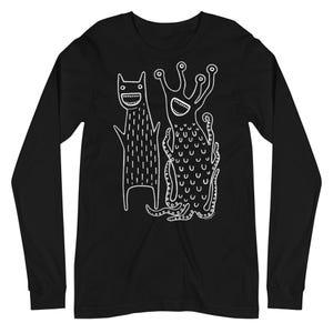 LONG SLEEVE T-SHIRT Monster Folk Art Alien Weird Tee Goth Quirky Whimsical Birthday Gifts Creepy Cute Gothic Punk Emo Gothic Spring Gifts