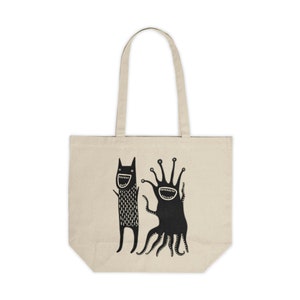 COTTON TOTE BAG Monster Quirky Whimsical Folk Art Gothic Birthday Gifts Housewarming Grocery Shopping Bag Creepy Cute Weird Funny Cryptid image 3