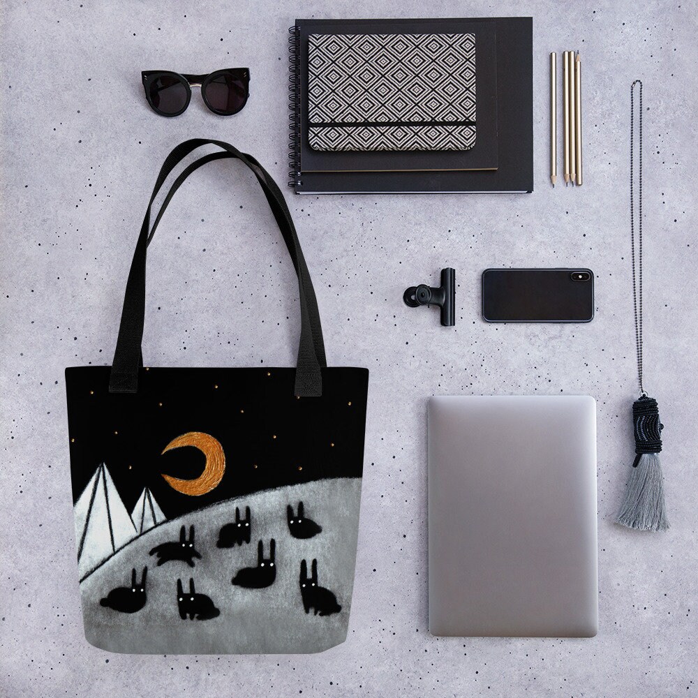TOTE BAG Rabbit Moon Birthday Housewarming Gifts Whimsical