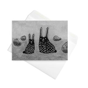 CARTE DE VOEUX Lapin noir Kawaii Bunny Gothique décalé Illustration fantaisiste pendaison de crémaillère gothique cadeau d'anniversaire mignon printemps trouvailles de printemps