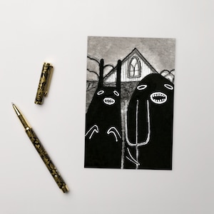 10x15 POSTKARTEN Gothic Gothic Monster Illustration Außenseiter Volkskunst Portrait Humor gruselig süß seltsam lustig Geburtstag Einweihungsparty Geschenke