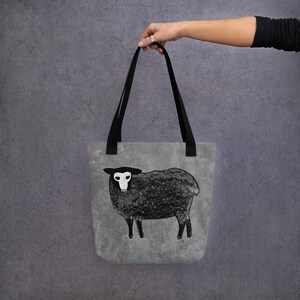 TOTE BAG Black Sheep Skull Folk Art Gothic Birthday Housewarming Gifts Gothic Accessories Gift Goth Reusable Bag Weird Creepy Spring Gifts