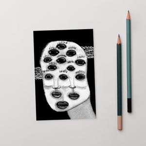 4x6 IMPRESSÃO DE ARTE CARTÃO POSTAL Olho Monstro Retrato Cartões Postais Horror Assustador Olho Gótico Estranho Penpal Weirdcore Assustador Gótico Surreal Arte de Parede