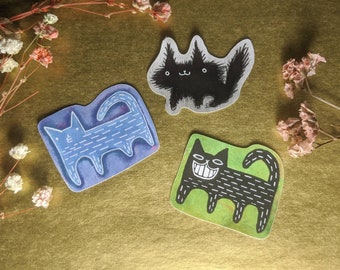 PAPIER STICKER Katze Folk Art Miniatur Sammlerstück Niedlich Illustration Lustige Geburtstag Geschenke Schräge Sachen Einweihungsparty Papier Schreibwaren Sammelalbum