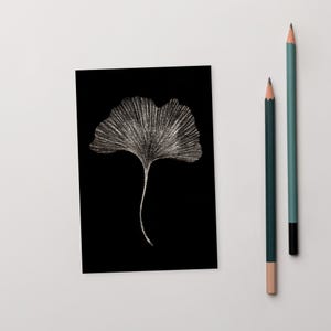 POSTAL CON LÁMINA ARTÍSTICA DE 4x6 Hoja de Ginkgo Biloba Arte popular Regalos de cumpleaños Naturecore Plantas de primavera caprichosas Árbol de flores silvestres Naturaleza Botánica