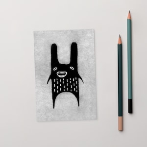 CARTÃO POSTAL ARTÍSTICO 4x6 COELHO MONSTRO KWAII FOFO GÓTICO EXTRAORDINÁRIO BRILHO GÓTICO COELHO PARA INAUGURAÇÃO DE CASA AMANTE DE COELHOS Presente de Aniversário Achados de Primavera